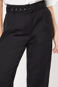High Waist Buckle Tapered Trouser