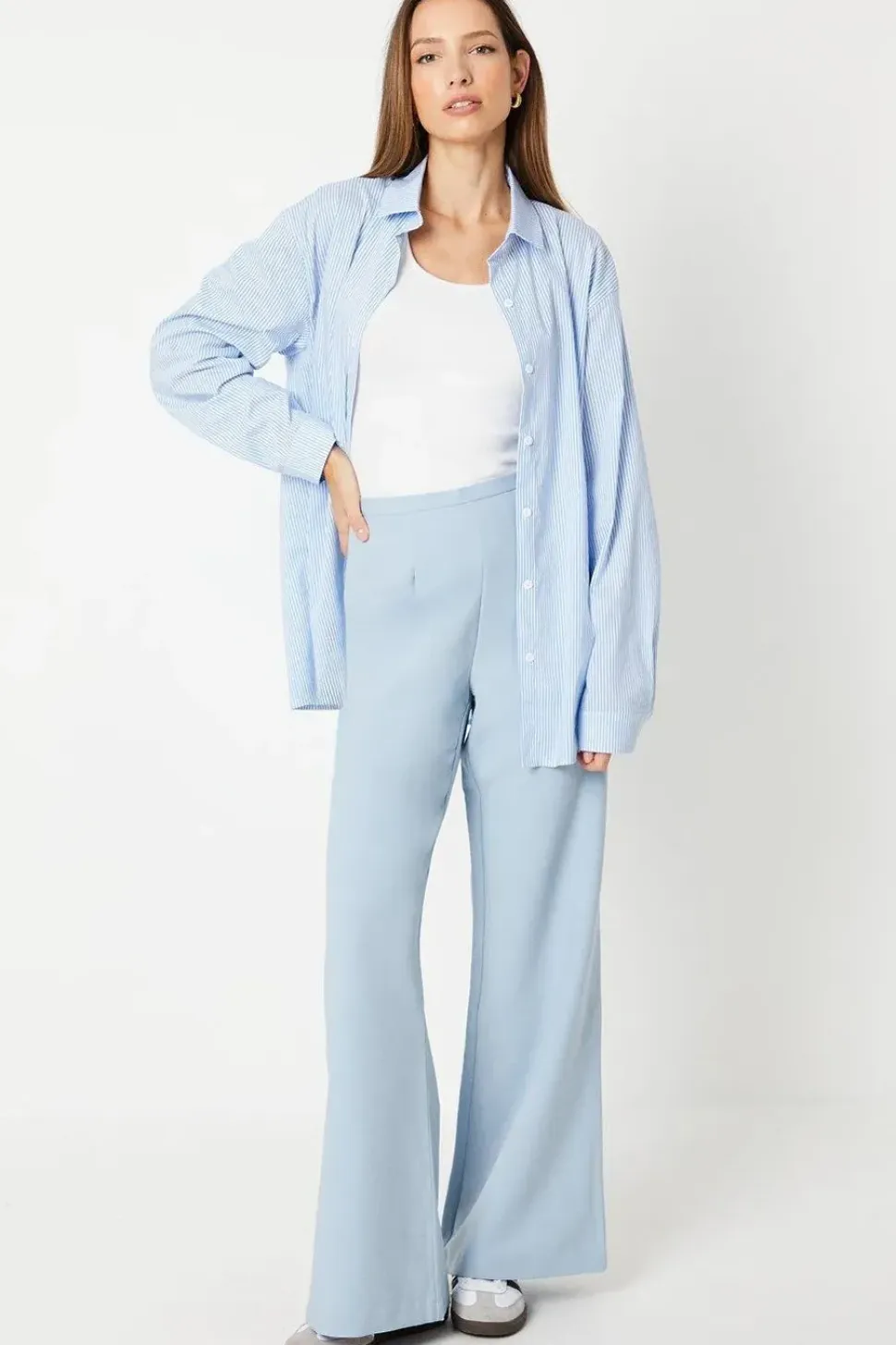High Waisted Wide Leg Welt Pocket Trouser