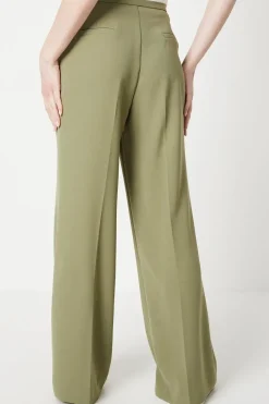 High Waisted Wide Leg Welt Pocket Trouser
