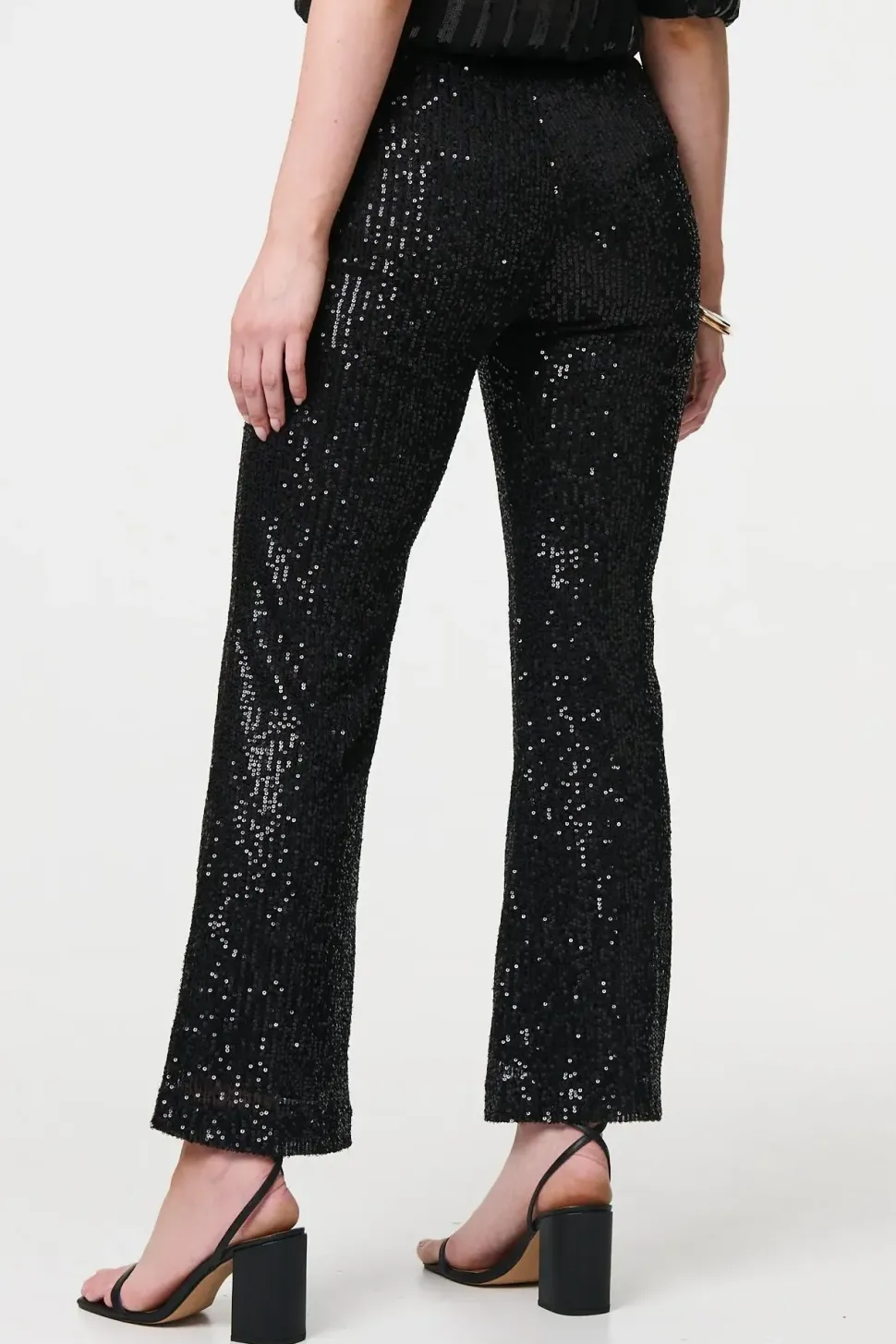 High Waist Flared Sequin Trousers