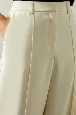 High Waist Pintuck Straight Trouser
