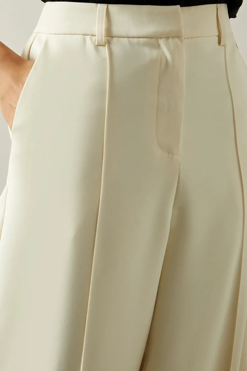 High Waist Pintuck Straight Trouser