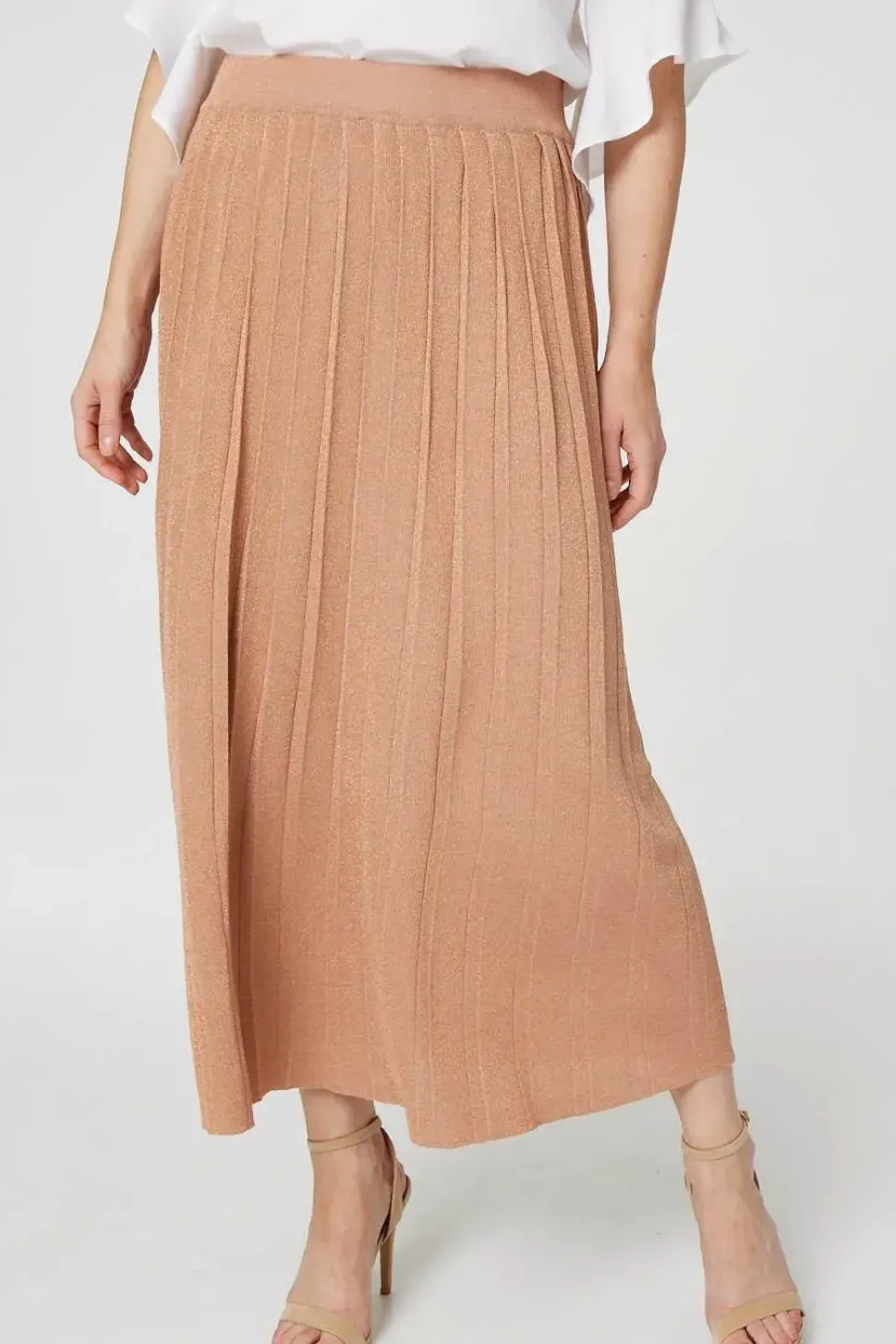 High Waist Pleated Knit Skirt