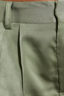High Waist Satin Cargo Shorts