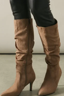 Hista Ruched Mid Heel Pointed Knee Boots