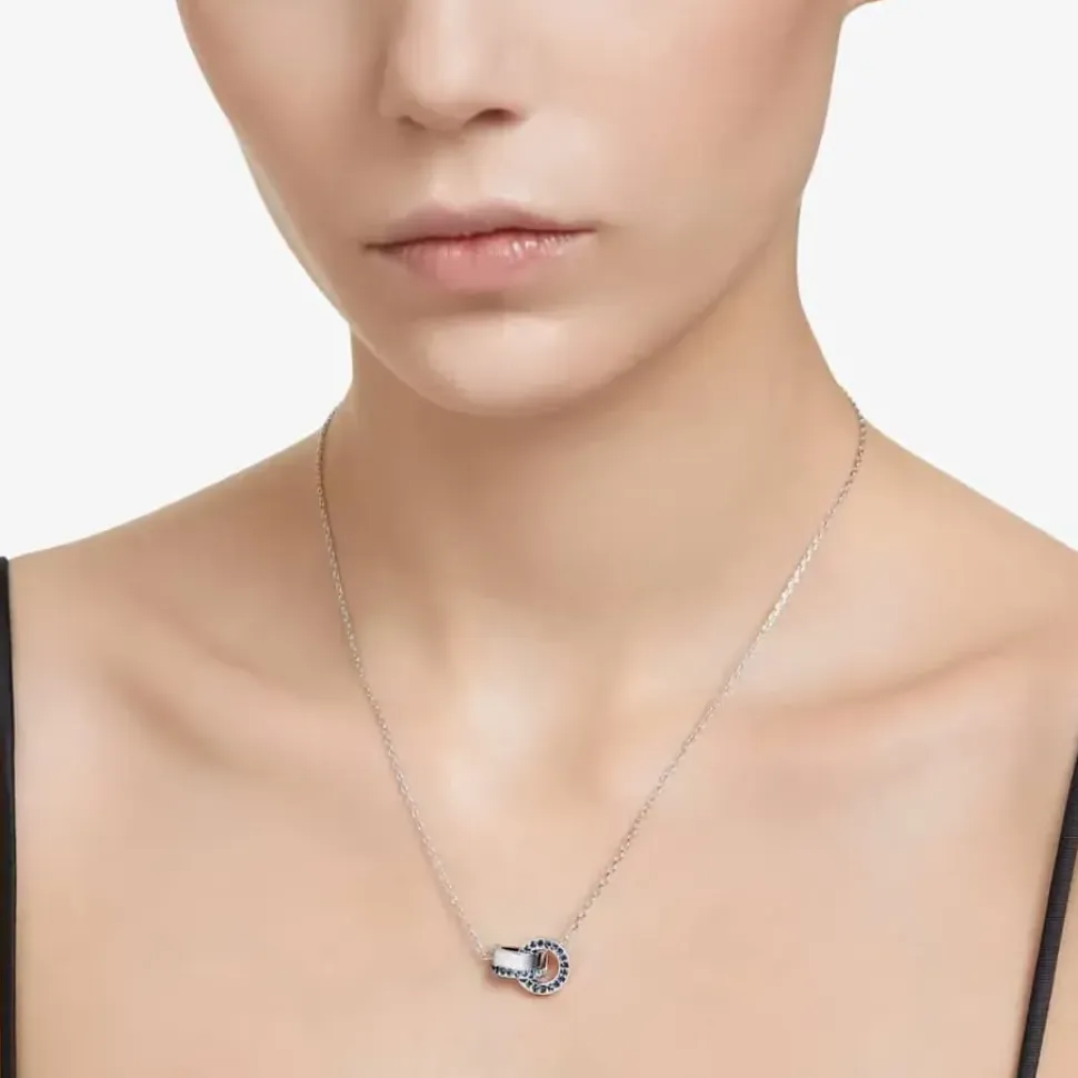 Hollow Blue Interlocking Loop Necklace 5663504