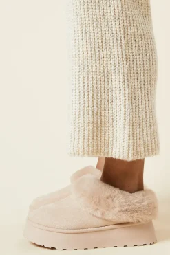 Honora Suedette Faux Fur Lined Mule Slippers