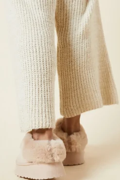 Honora Suedette Faux Fur Lined Mule Slippers