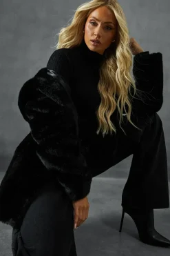 Hooded Faux Fur Coat