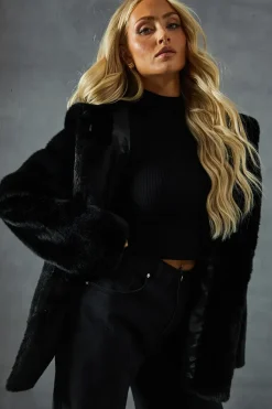 Hooded Faux Fur Coat