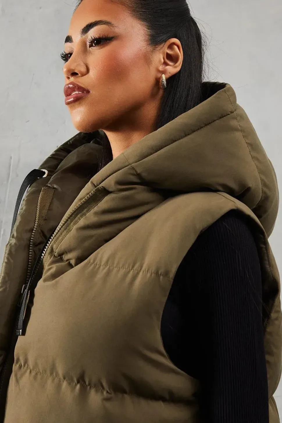 Hooded Longline Padded Gilet