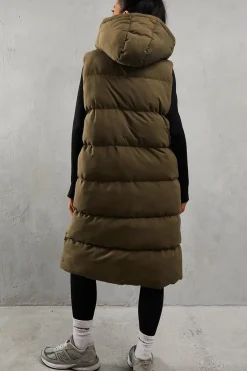 Hooded Longline Padded Gilet