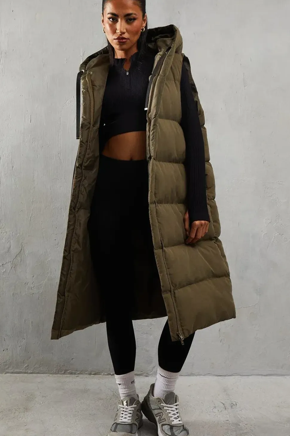 Hooded Longline Padded Gilet