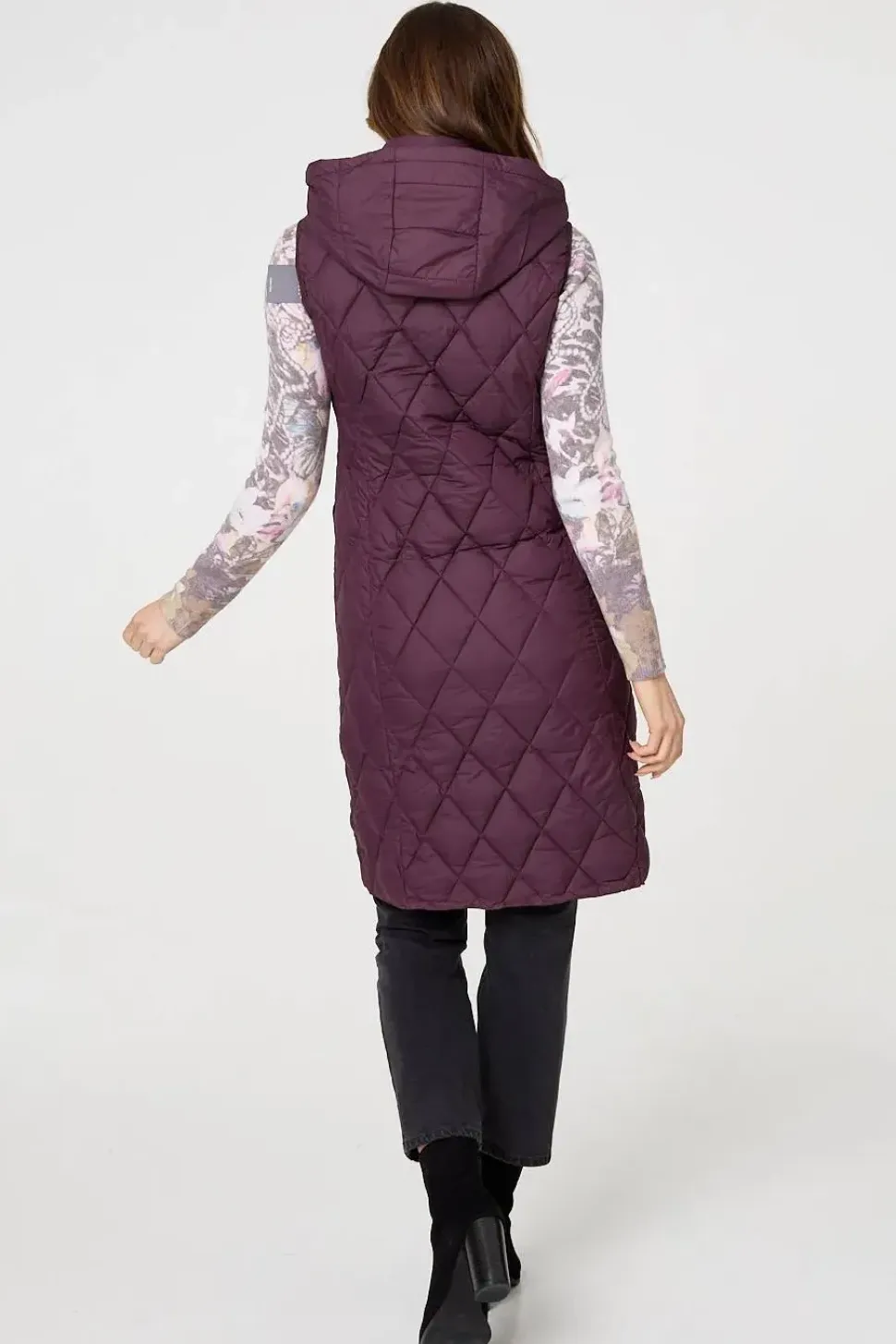 Hooded Sleeveless Longline Puffer Gilet
