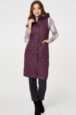 Hooded Sleeveless Longline Puffer Gilet