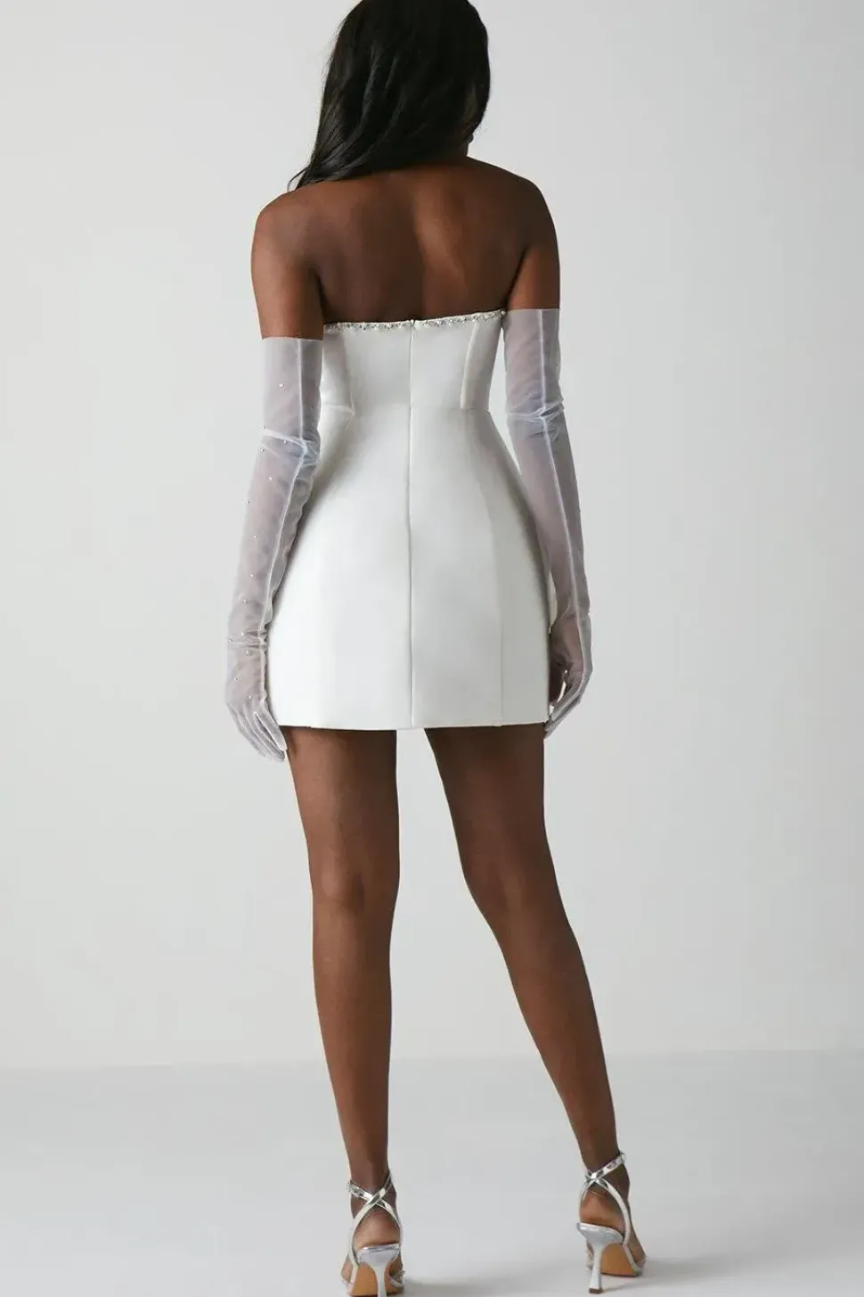 Hotfix Diamante Bandeau Bridal Mini Dress