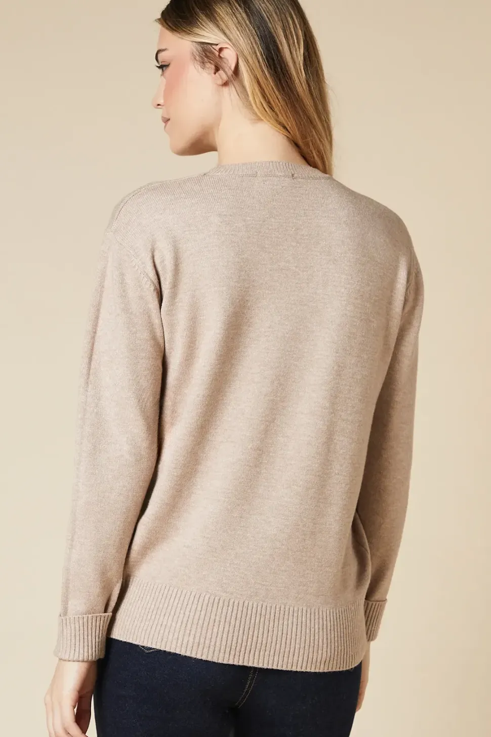 Hot Fix Heart Detail Crew Neck Jumper