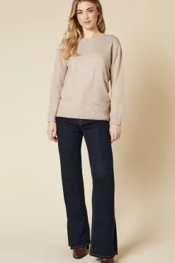 Hot Fix Heart Detail Crew Neck Jumper