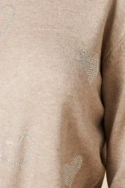 Hot Fix Heart Detail Crew Neck Jumper