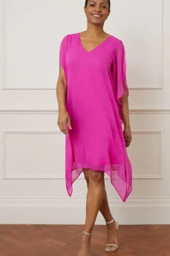 Hot Fix Split Sleeve Overlay Shift Dress