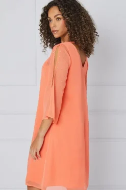 Hotfix V Neck Overlay Dress