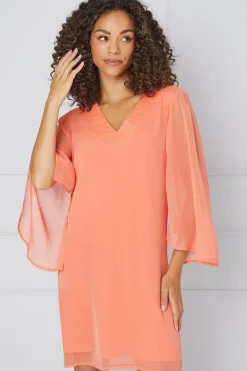Hotfix V Neck Overlay Dress