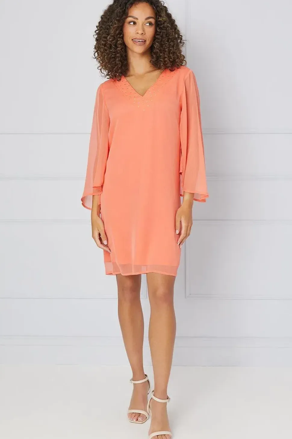 Hotfix V Neck Overlay Dress