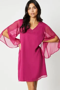 Hotfix V Neck Shift Dress