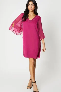 Hotfix V Neck Shift Dress