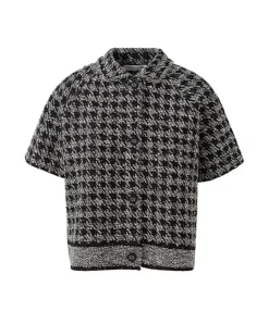 Houndstooth Short Sleeve Button Down Shirt