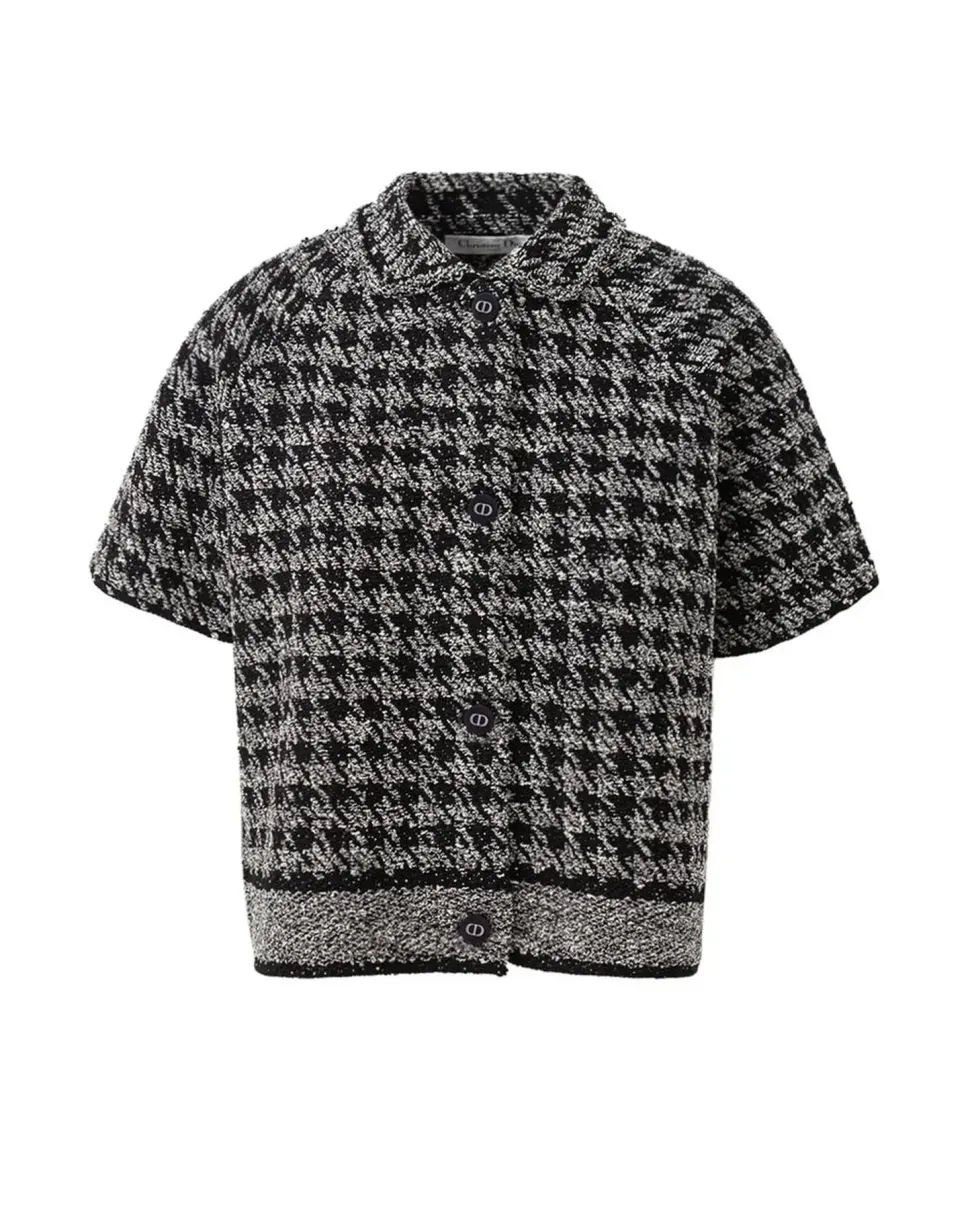 Houndstooth Short Sleeve Button Down Shirt