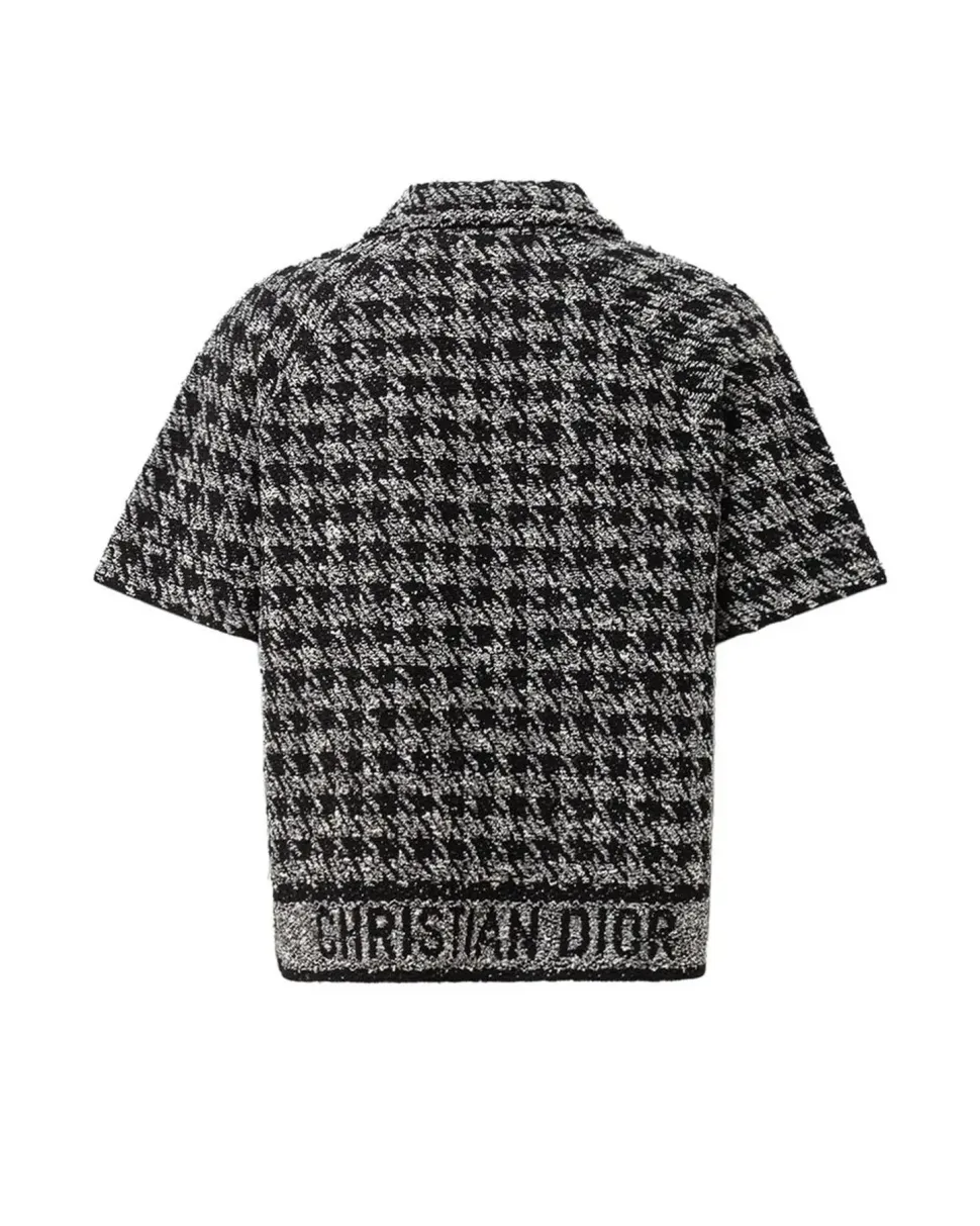 Houndstooth Short Sleeve Button Down Shirt