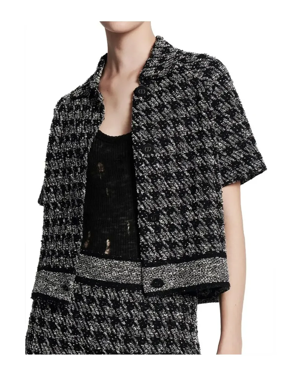 Houndstooth Short Sleeve Button Down Shirt
