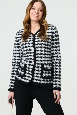 Houndstooth 3/4 Sleeve Formal Jacket