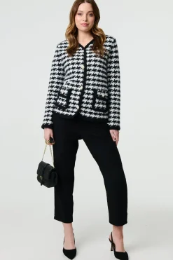 Houndstooth 3/4 Sleeve Formal Jacket