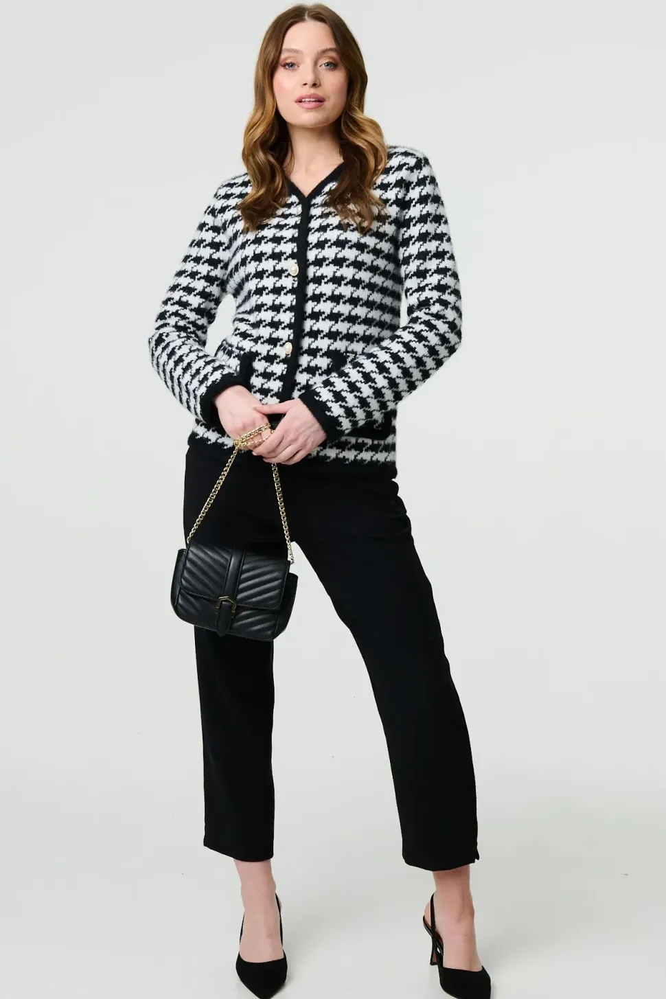 Houndstooth 3/4 Sleeve Formal Jacket