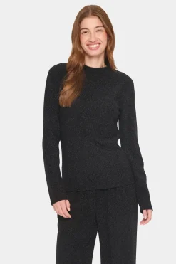 HumaSZ Glitter Slim Fit High Neck Blouse-