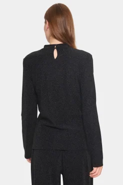 HumaSZ Glitter Slim Fit High Neck Blouse-