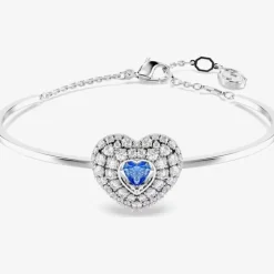 Hyperbola Rhodium Plated Blue Heart Bracelet 5680393