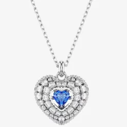 Hyperbola Rhodium Plated Blue Heart Necklace 5680403