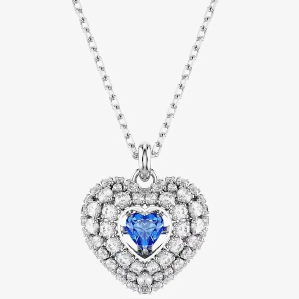 Hyperbola Rhodium Plated Blue Heart Necklace 5680403