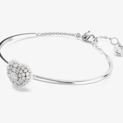 Hyperbola Rhodium Plated White Heart Dropper Earrings 5684384