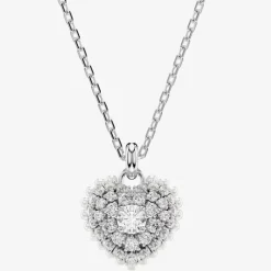 Hyperbola Rhodium Plated White Heart Necklace 5684386