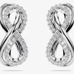 Hyperbola Rhodium Plated White Infinity Earrings 5687269