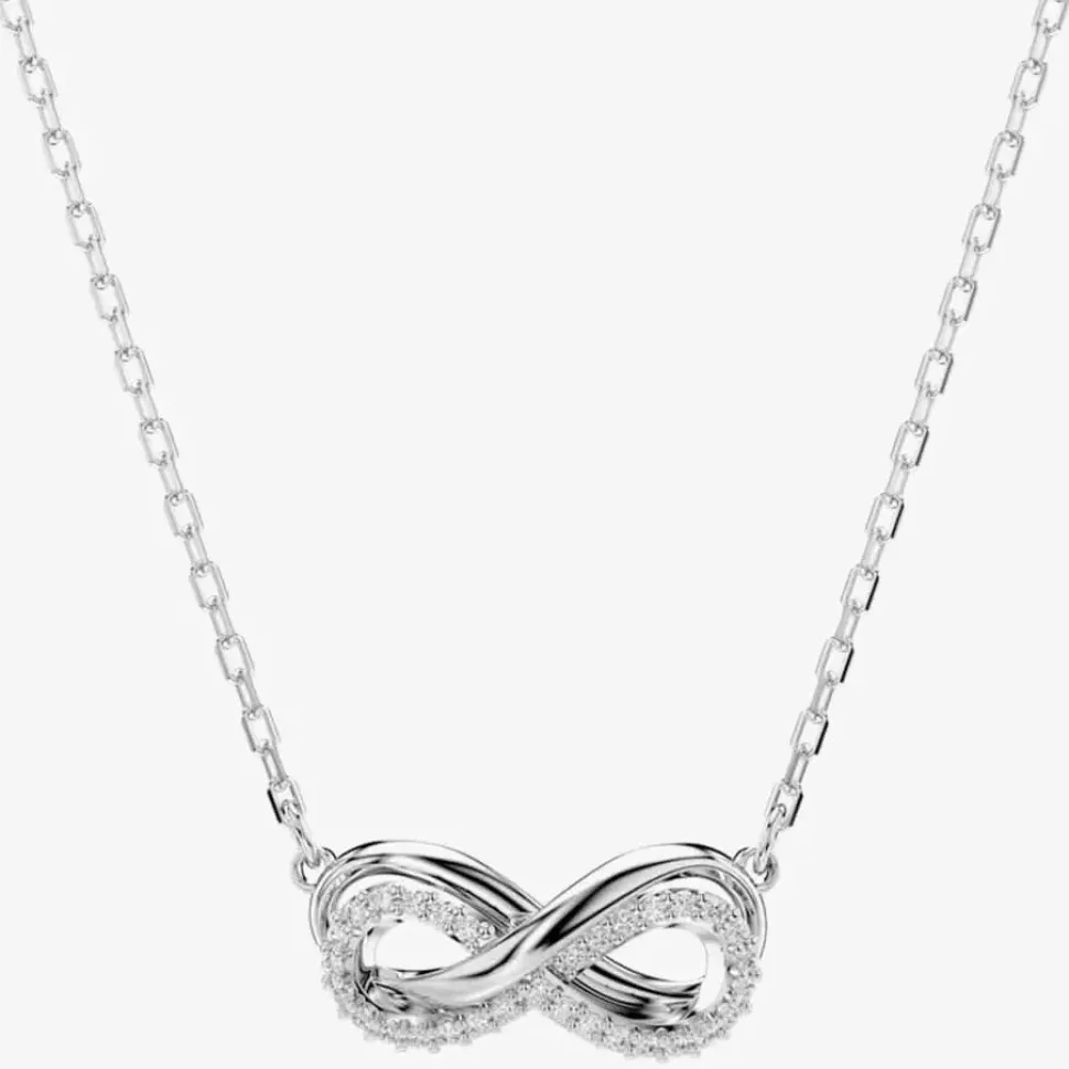 Hyperbola Rhodium Plated White Infinity Necklace 5687265