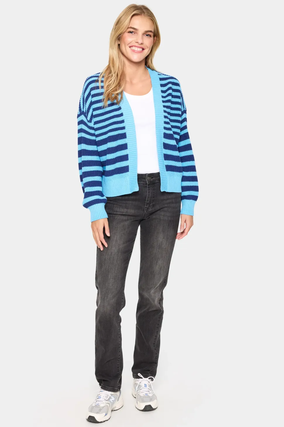 IbenmeiSZ Open Front Stripes Cardigan-Striped
