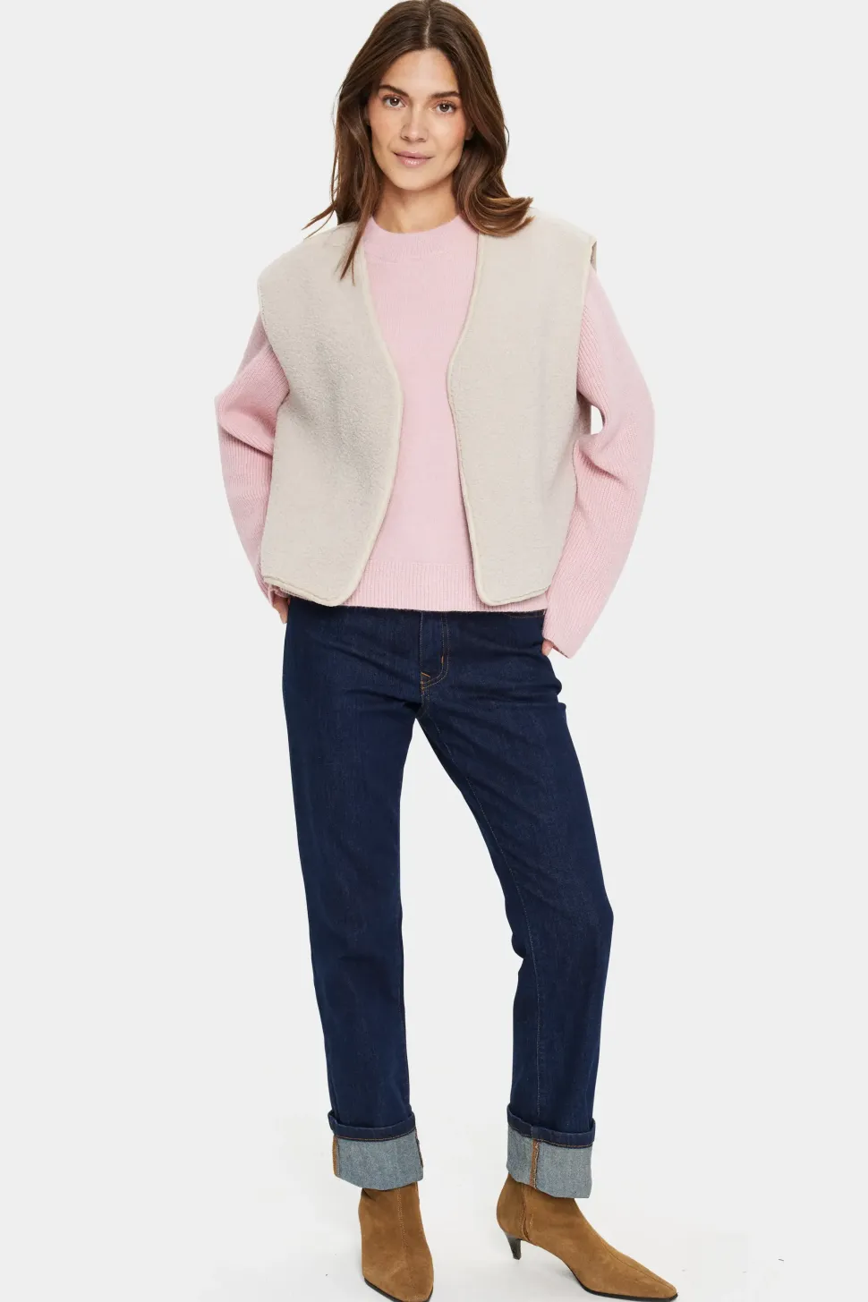 IcariaSZ Open Front Teddy Fabric Gilet-