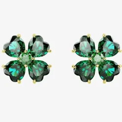 Idyllia Green Clover Gold Plated Stud Earrings 5666236