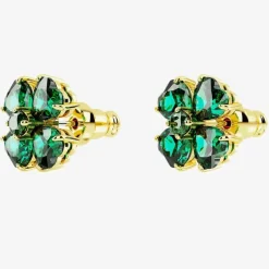 Idyllia Green Clover Gold Plated Stud Earrings 5666236