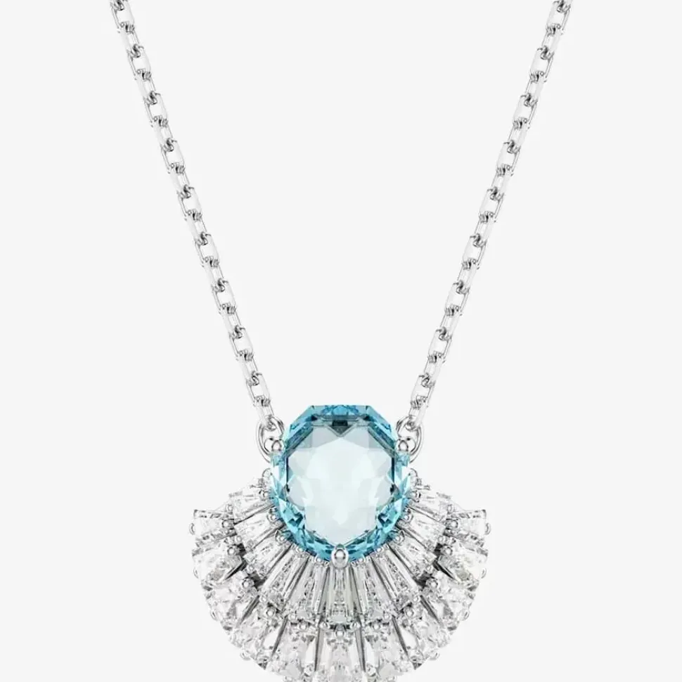 Idyllia Rhodium Plated Blue Crystal Shell Necklace 5689195